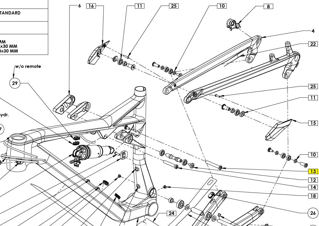 CUBE Bearing Pivot Set Link To Shock 10512