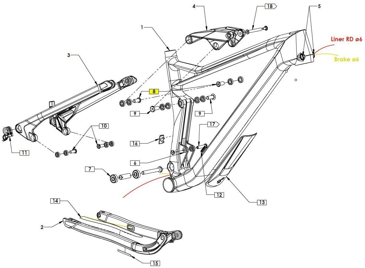 CUBE Bearing Pivot Seat Stay To Link Set 10581