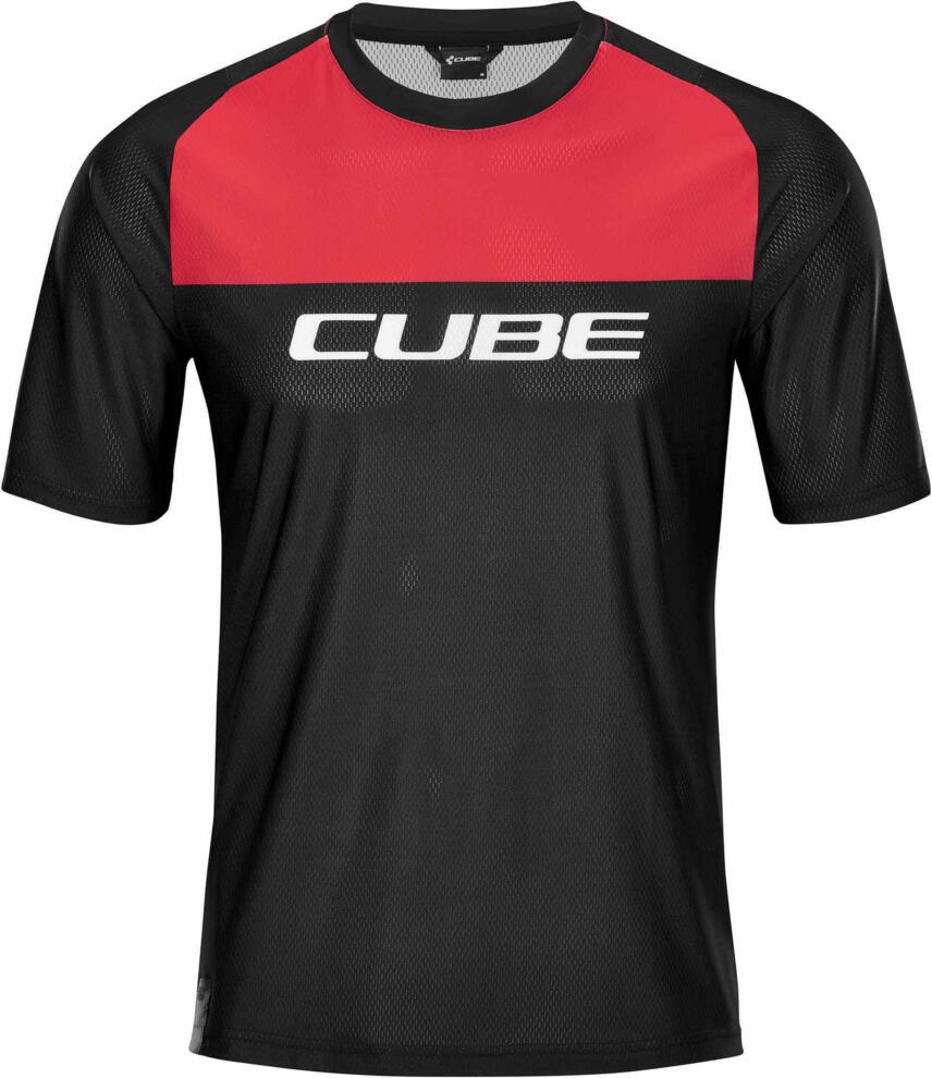 CUBE Edge Rundhalstrikot S/S Schwarz/Rot