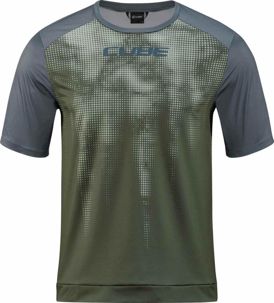 Cube Atx Rundhalstrikot Tm S/S Oliv/Grau