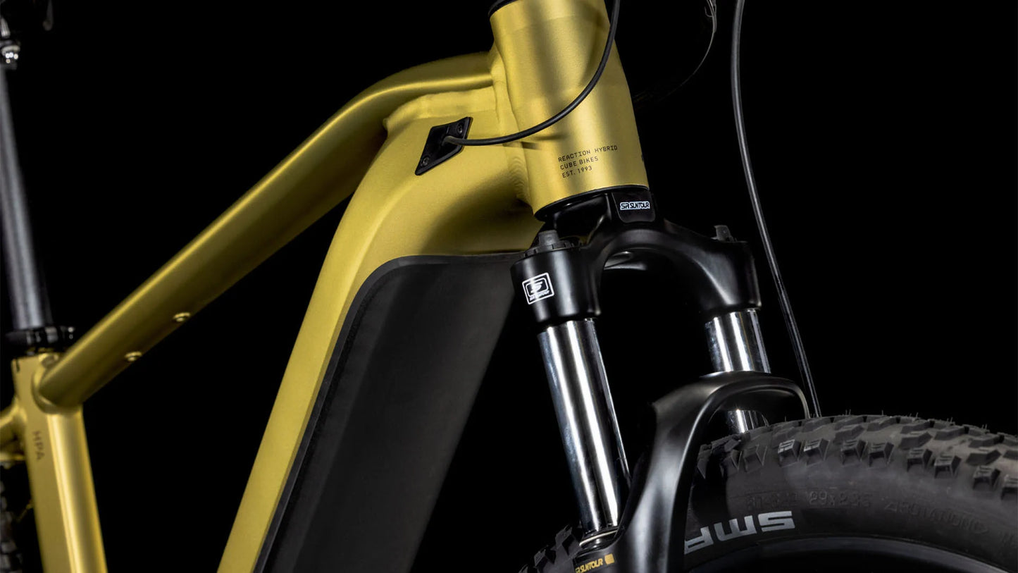 Cube Reaction Hybrid Performance 500 Electric Hardtail Mountain Bike 2025 Golden Lime & Black