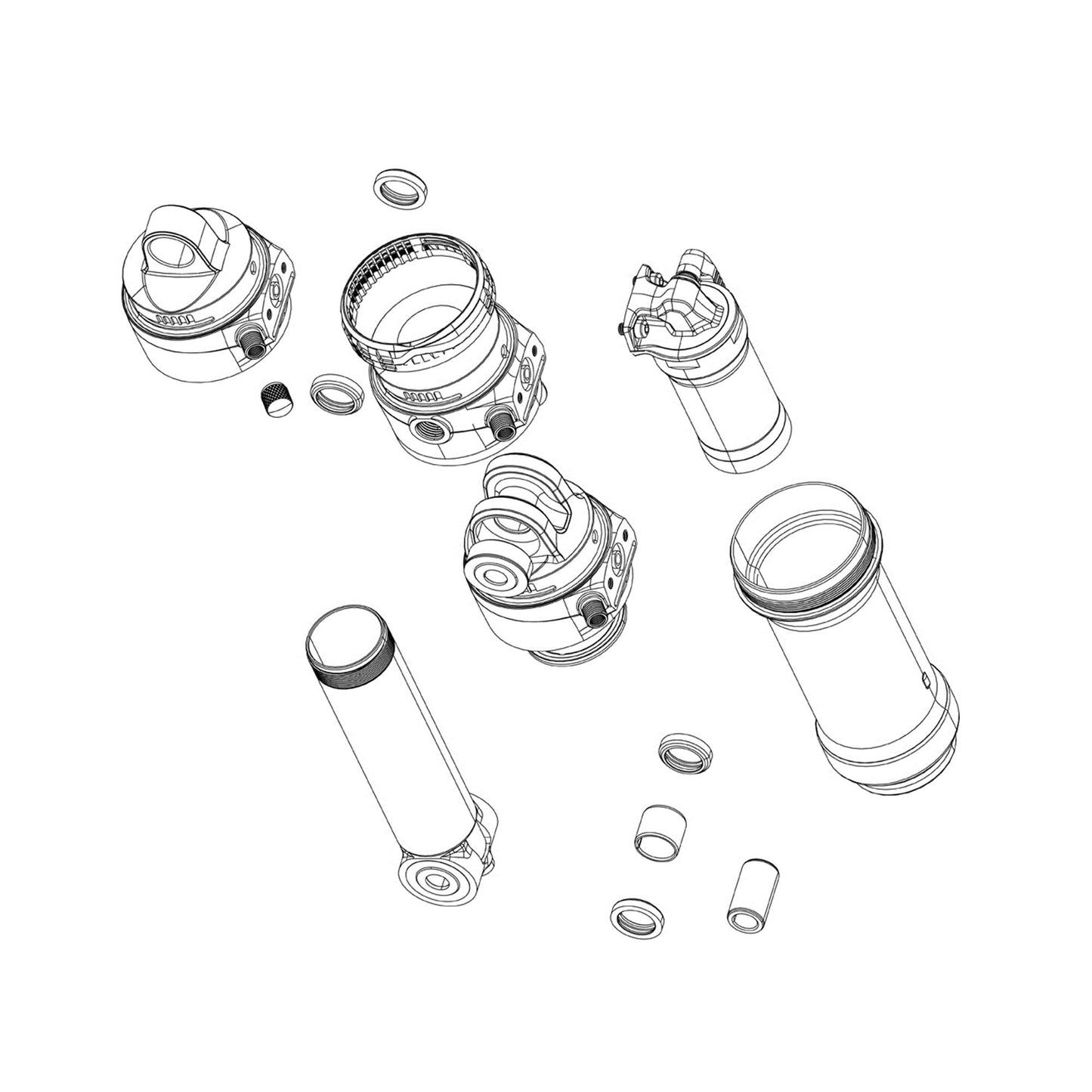 RockShox Rear Shock Reservoir Assembly - (Includes Reservoir, Internals, Cap Screws, And Neck, Module Sold Separately) -Vivid C1/Vivid Coil C1 Flight Attendant 67-75 (2025+)