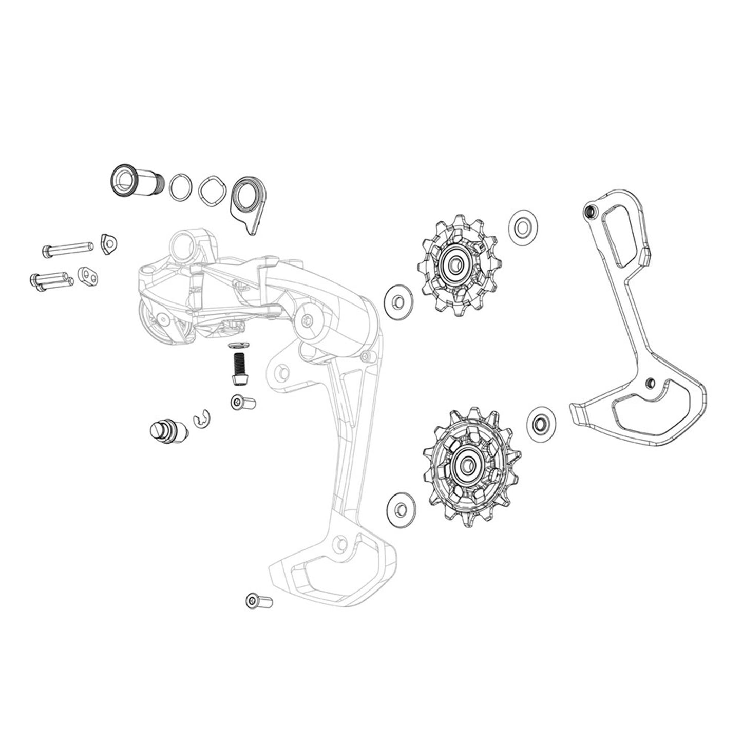 SRAM Rear Derailleur Cage Assembly Kit Red XPLR AXS (Full Replacement Cage Assembly Including Outer And Inner Cages, Damper And Pulleys)