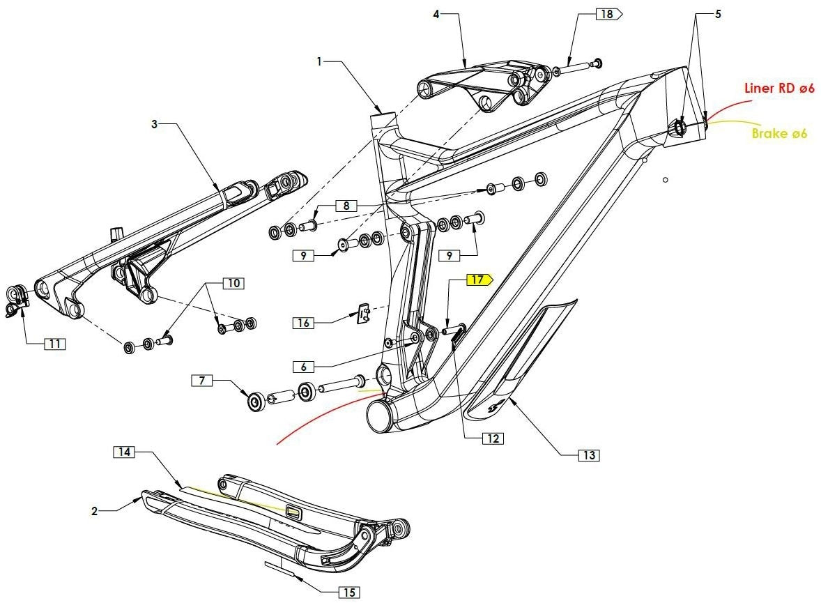 CUBE Shock Top Mount Axle (18-03244) 10515