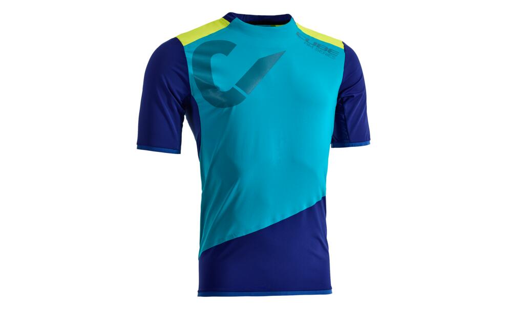 CUBE Am Rundhalstrikot S/S Blau/Lime