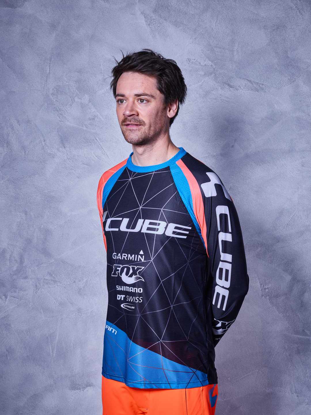 CUBE Action Rundhalstrikot Team L/S Schwarz/Blau/Rot