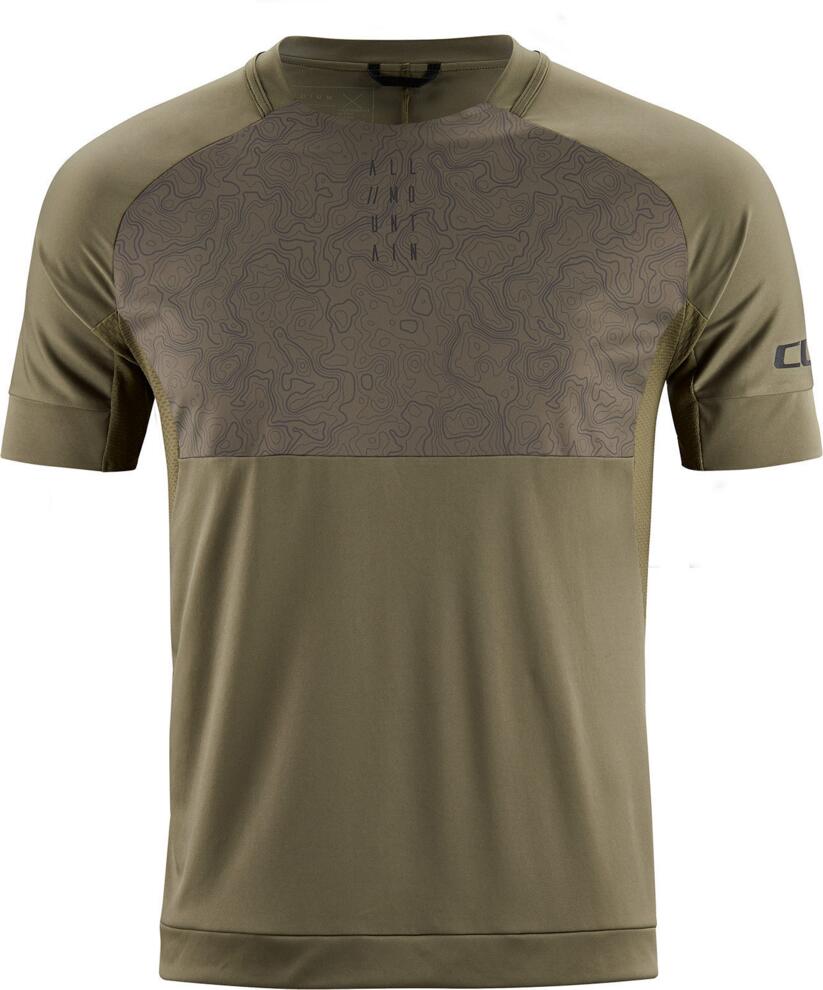 Jersey de cuello redondo CUBE Am de manga corta en color oliva