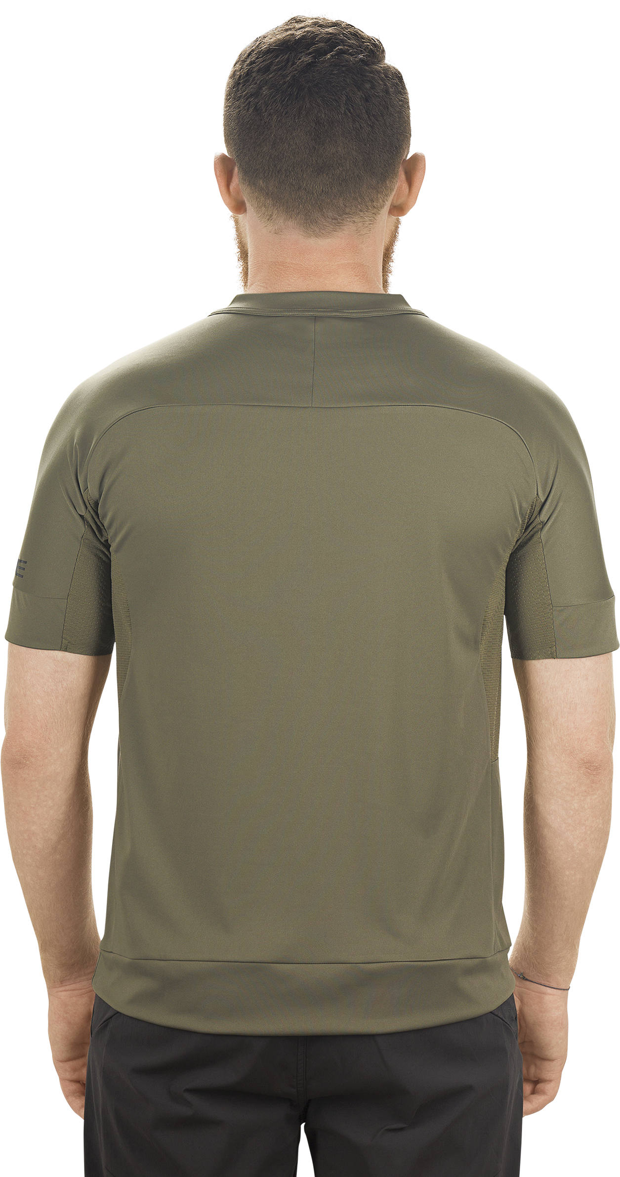Jersey de cuello redondo CUBE Am de manga corta en color oliva