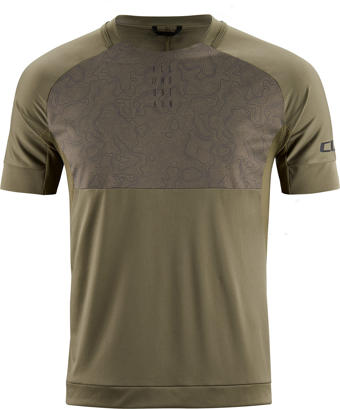 Jersey de cuello redondo CUBE Am de manga corta en color oliva