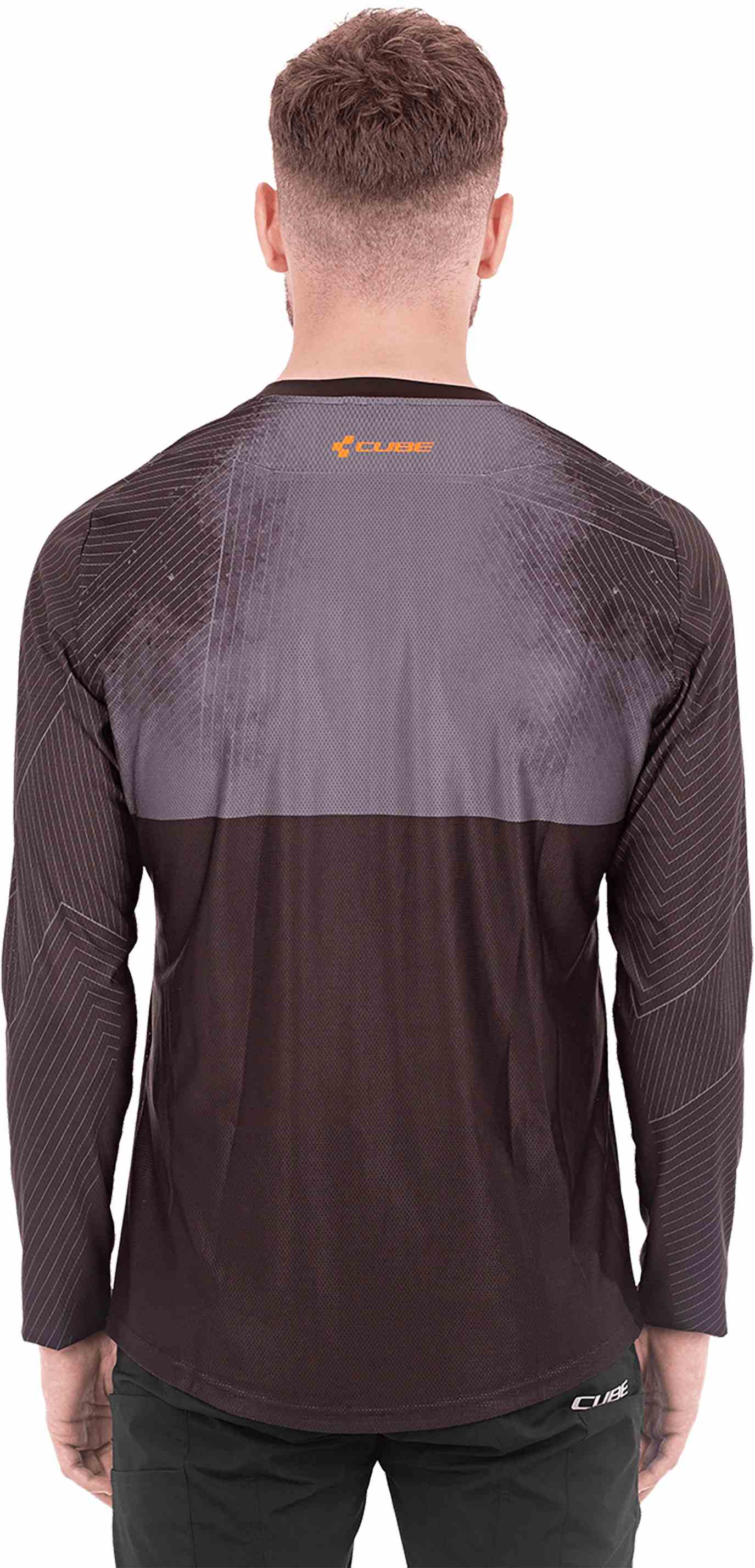 CUBE Edge Rundhalstrikot L/S Schwarz/Orange