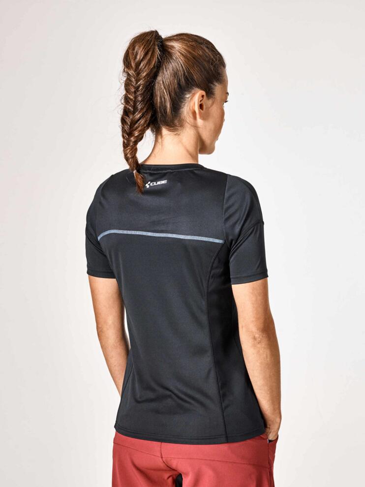 Camiseta de manga corta con cuello redondo CUBE Motion Wls negra