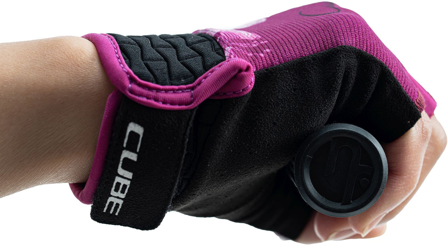 Guantes CUBE Performance Junior de dedos cortos color rosa