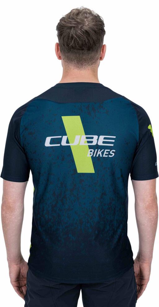 CUBE Edge Rundhalstrikot S/S Blau/Limette