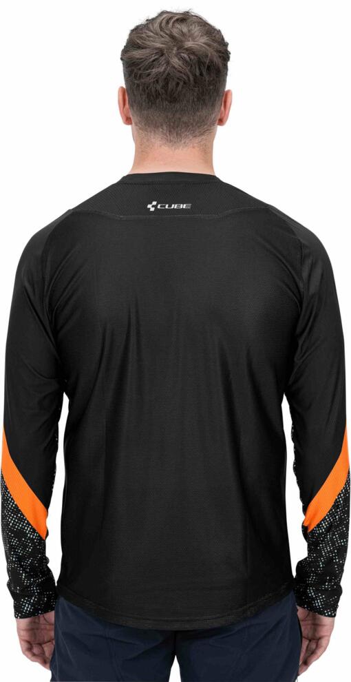 CUBE Edge Rundhalstrikot L/S Schwarz/Orange
