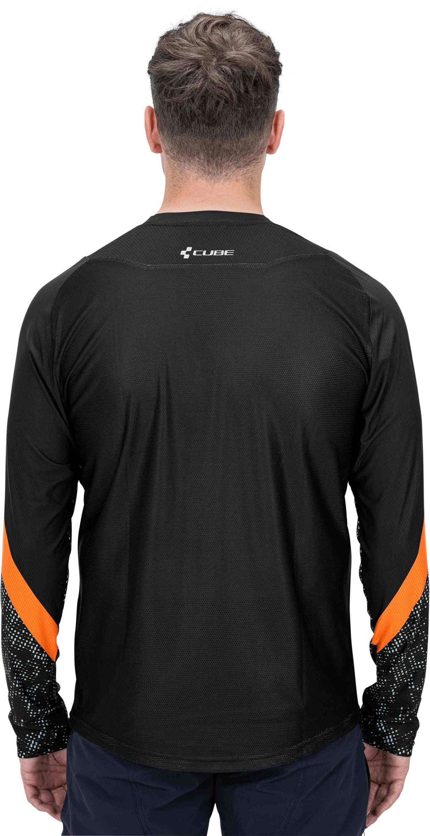 CUBE Edge Rundhalstrikot L/S Schwarz/Orange