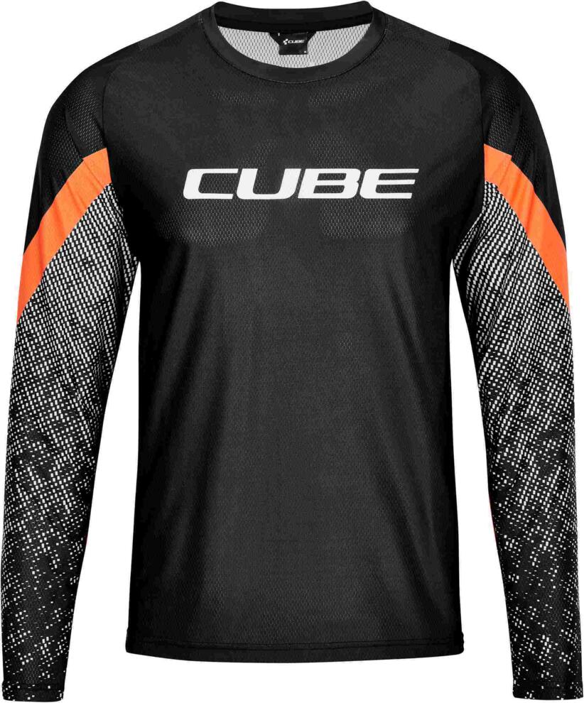 CUBE Edge Rundhalstrikot L/S Schwarz/Orange