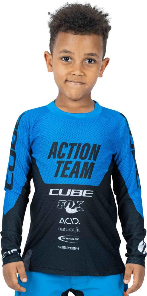 CUBE Junior Trikot L/SX Actionteam Schwarz/Blau