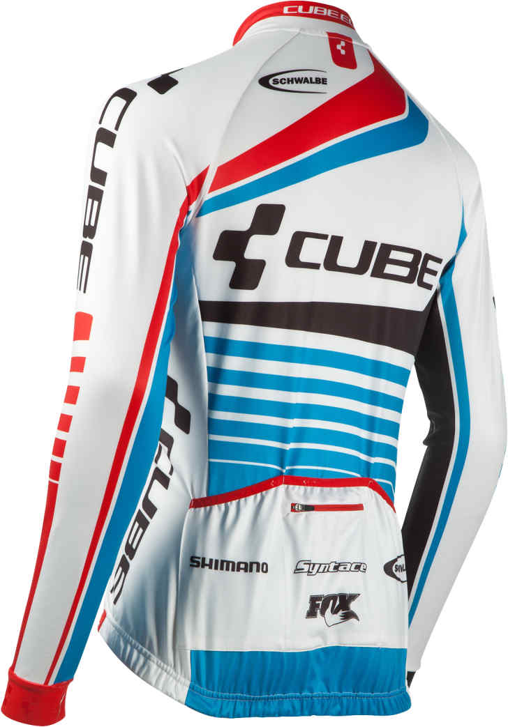 CUBE Teamline Trikot L/S Weiß/Blau/Rot