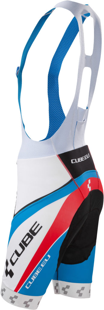 Culotte con tirantes CUBE Teamline blanco/azul/rojo
