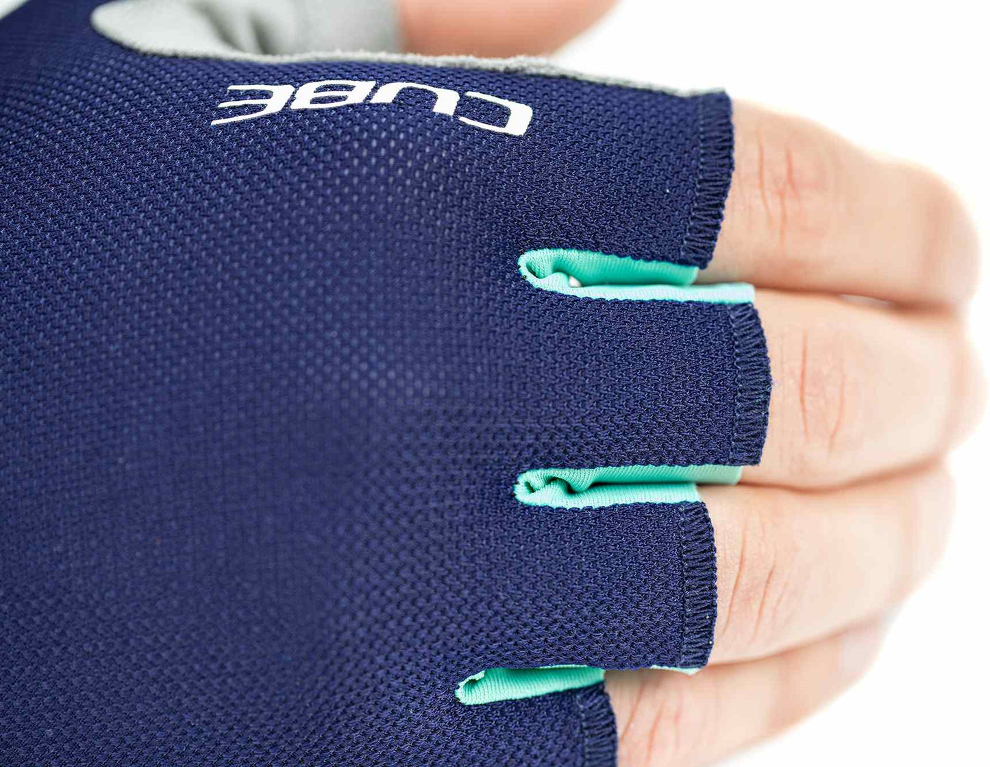 Guantes CUBE Performance de dedos cortos en azul y menta