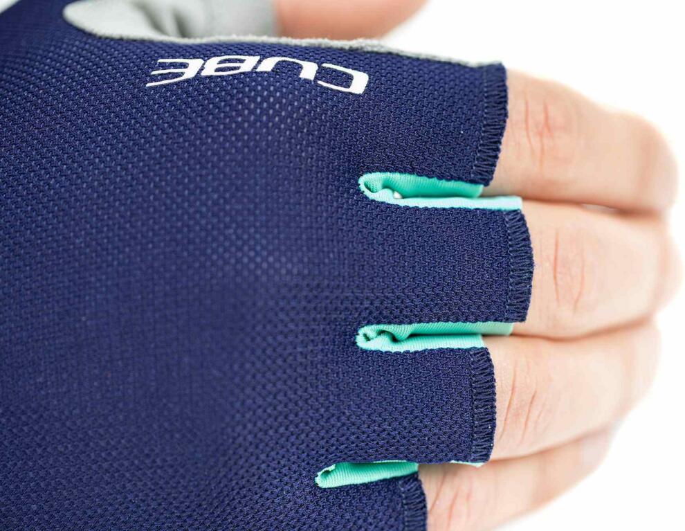 Guantes CUBE Performance de dedos cortos en azul y menta