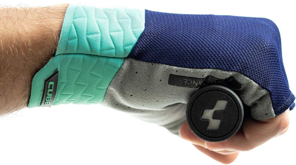 Guantes CUBE Performance de dedos cortos en azul y menta