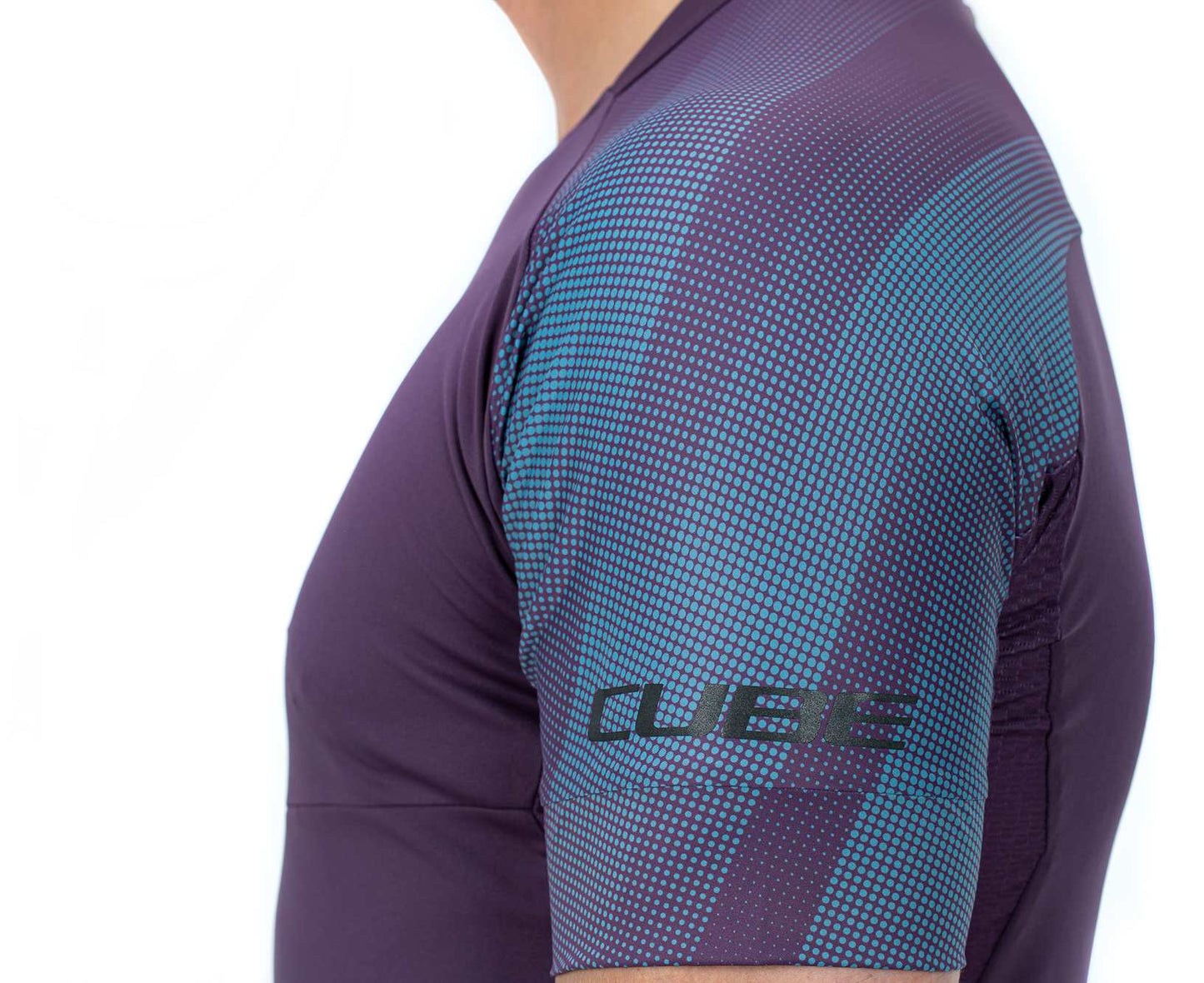 Jersey de cuello redondo CUBE ATX de manga corta color ciruela