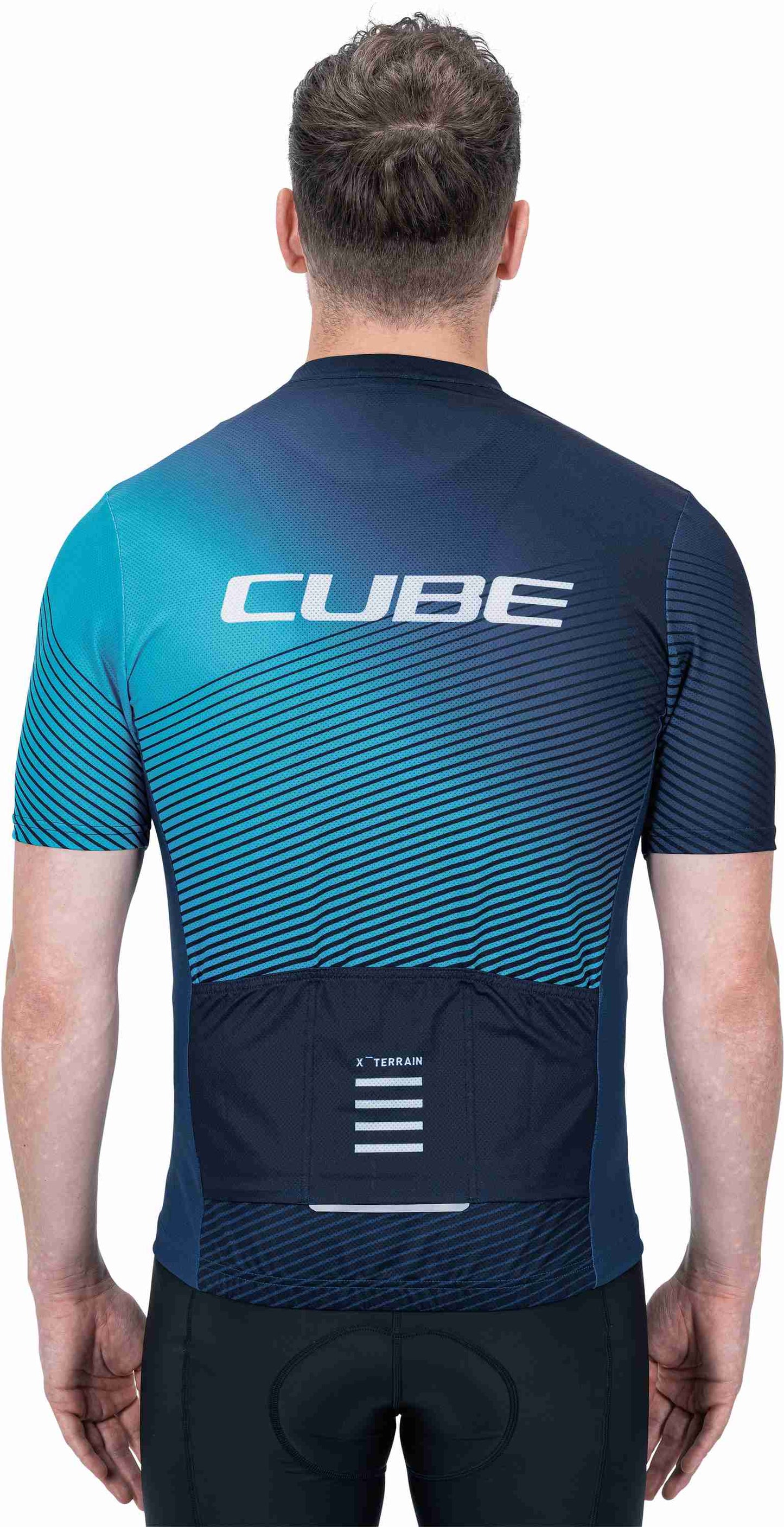 Camiseta CUBE ATX con cremallera completa manga corta azul