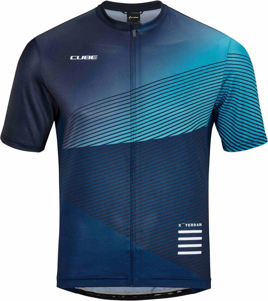 Camiseta CUBE ATX con cremallera completa manga corta azul