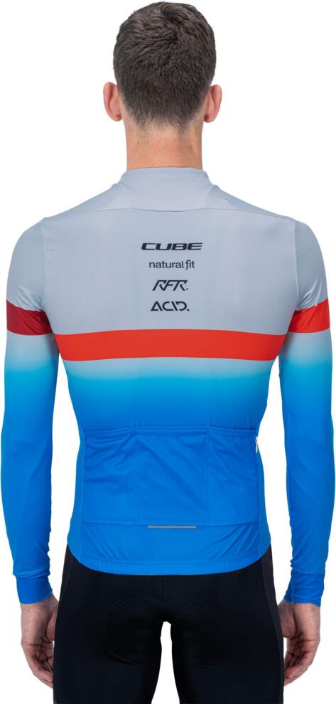CUBE Teamline Trikot L/S Blau/Rot/Grau