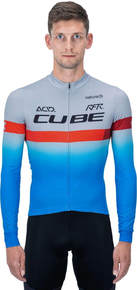 CUBE Teamline Trikot L/S Blau/Rot/Grau