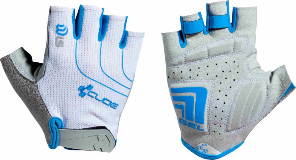 CUBE Natural Fit Wls Handschuhe Kurzfinger Weiß/Grau/Blau