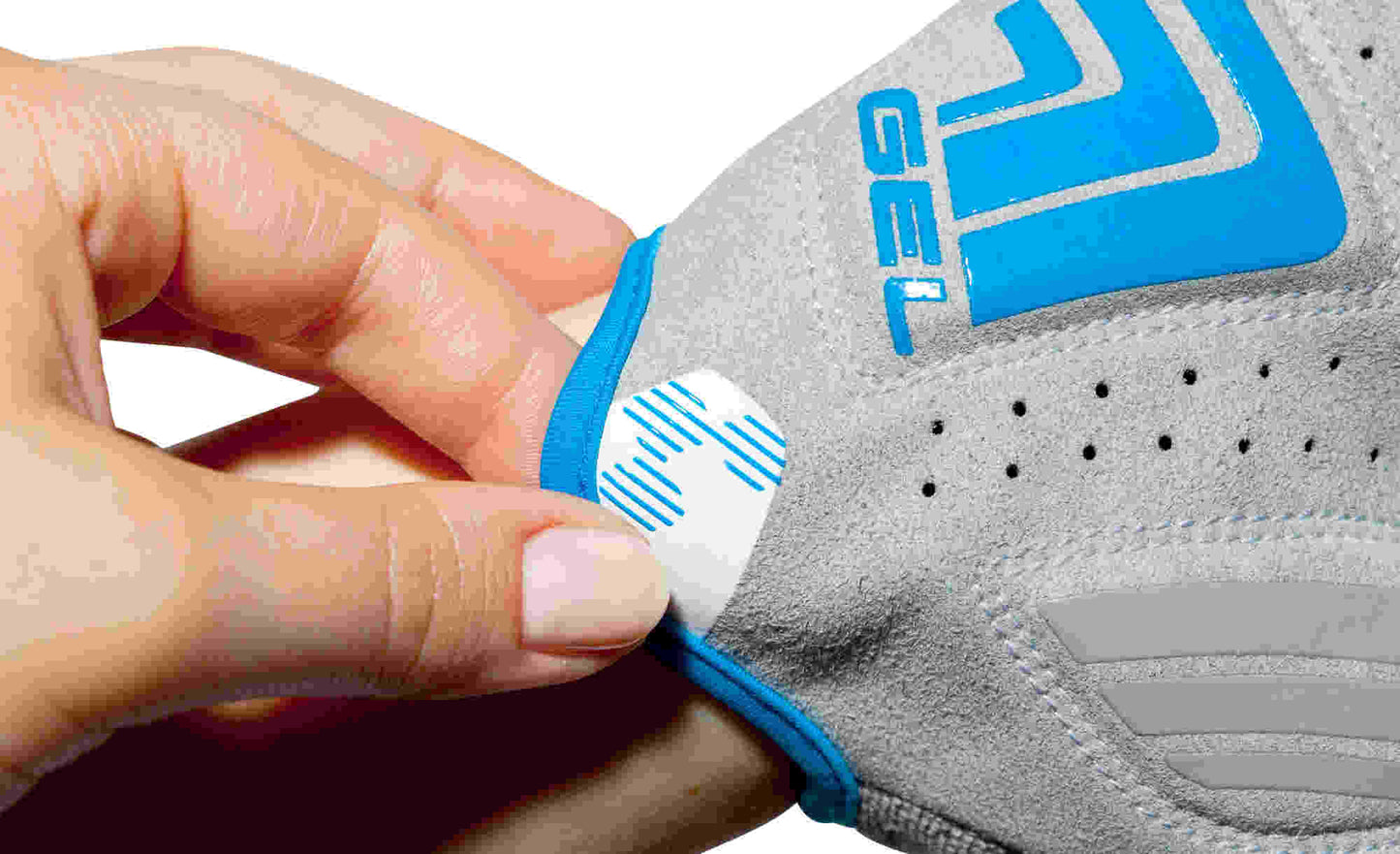 CUBE Natural Fit Wls Handschuhe Kurzfinger Weiß/Grau/Blau