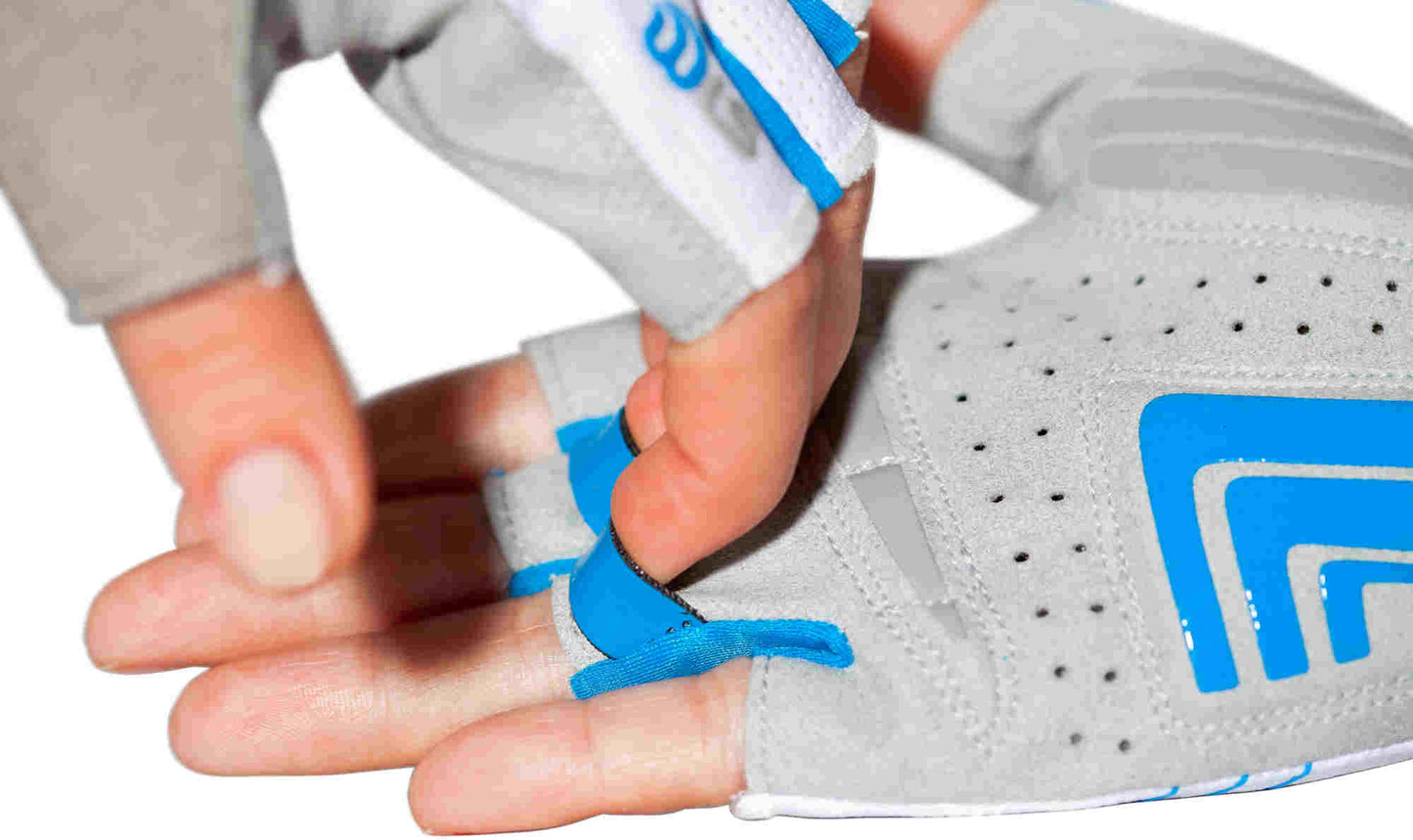 CUBE Natural Fit Wls Handschuhe Kurzfinger Weiß/Grau/Blau