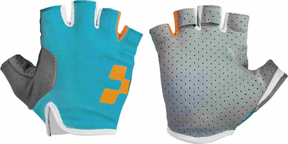Guantes CUBE Performance de dedos cortos en azul/nectarina