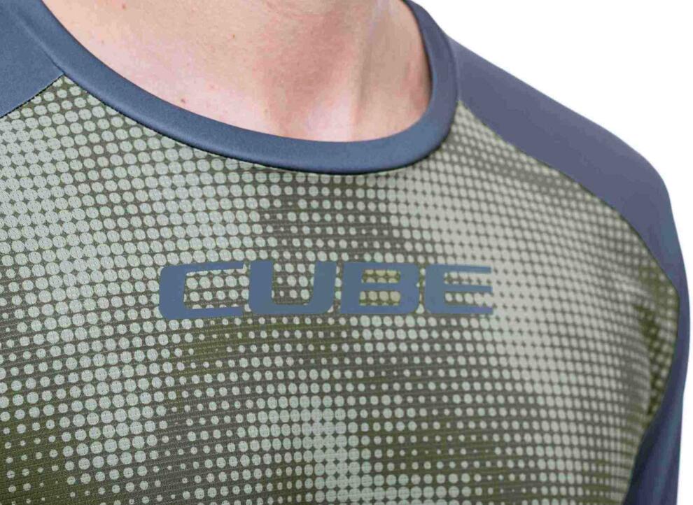 Cube Atx Rundhalstrikot Tm S/S Oliv/Grau