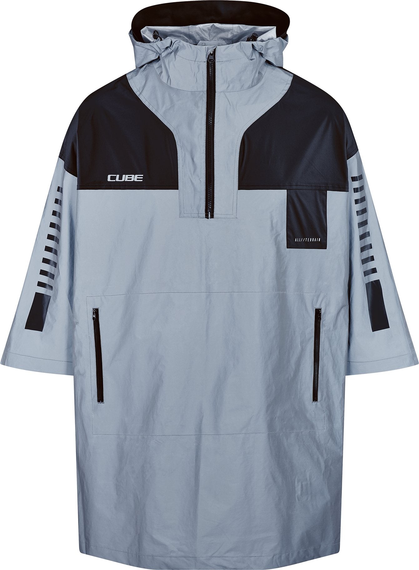 Poncho de seguridad utilitario CUBE ATX color plata y gris