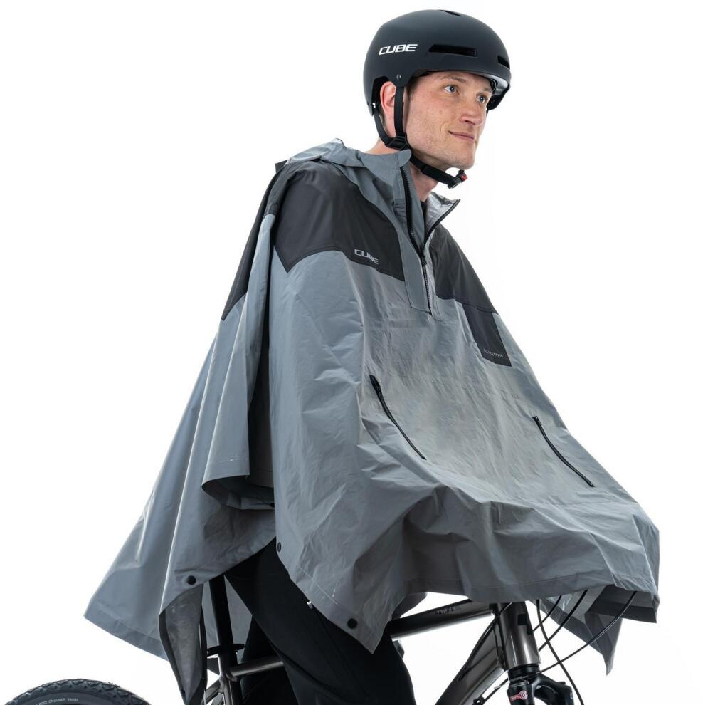 Poncho de seguridad utilitario CUBE ATX color plata y gris