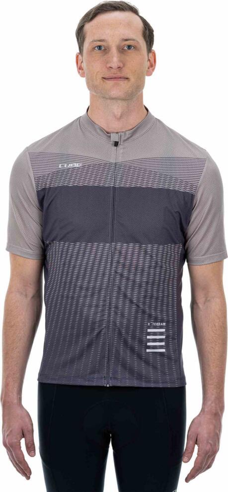 CUBE Atx Jersey Full Zip S/S Beige/Grey