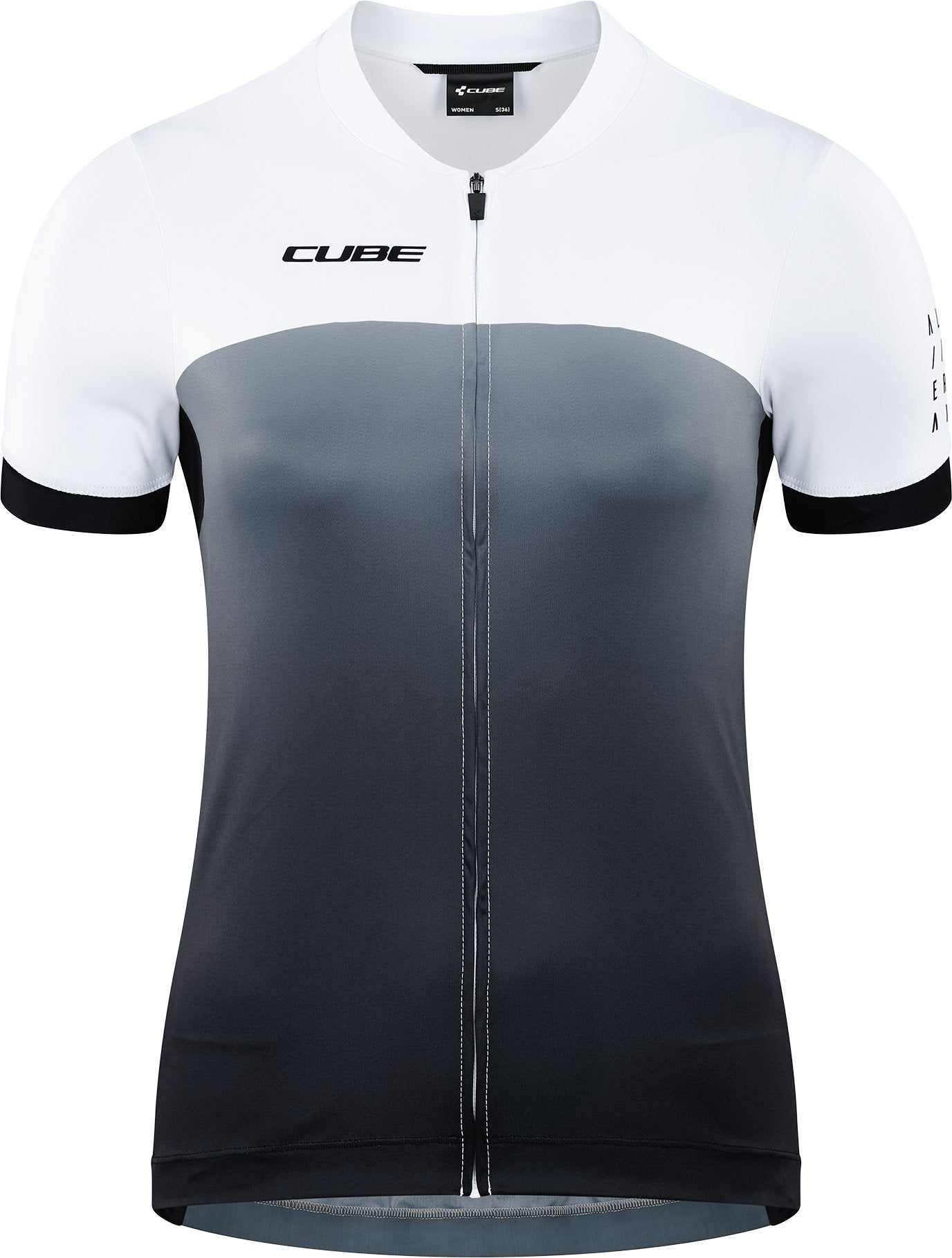 CUBE Atx Ws Jersey Full Zip S/S Schwarz/Weiß
