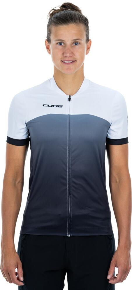 CUBE Atx Ws Jersey Full Zip S/S Schwarz/Weiß