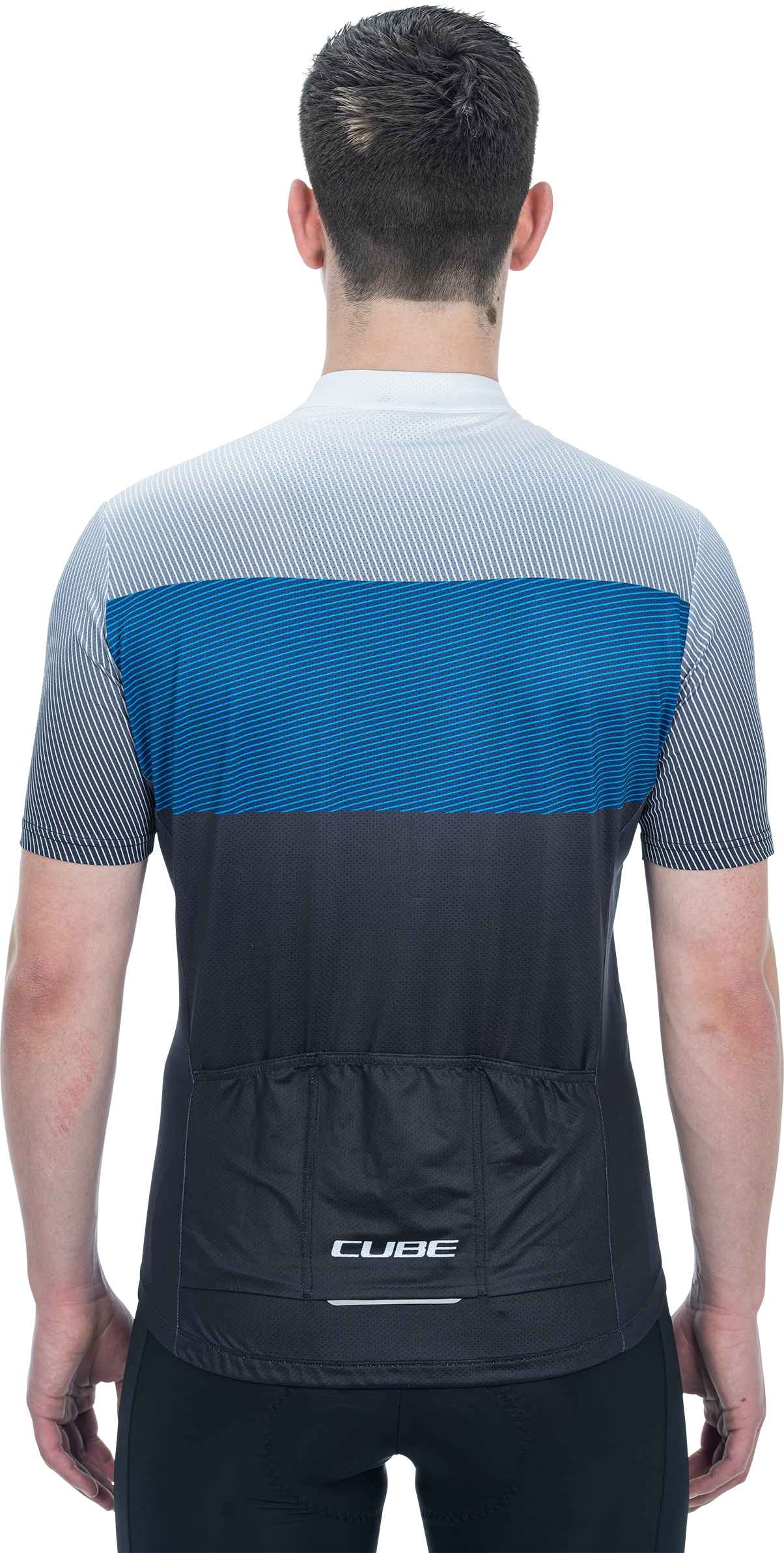 CUBE Teamline Trikot Cmpt S/S Schwarz/Blau/Grau