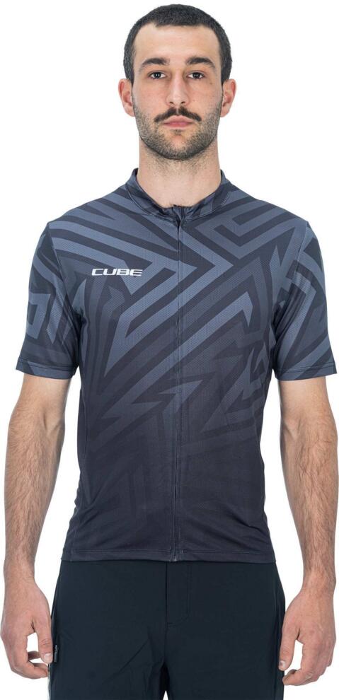CUBE Atx Jersey Full Zip Cmpt S/S Schwarz/Grau