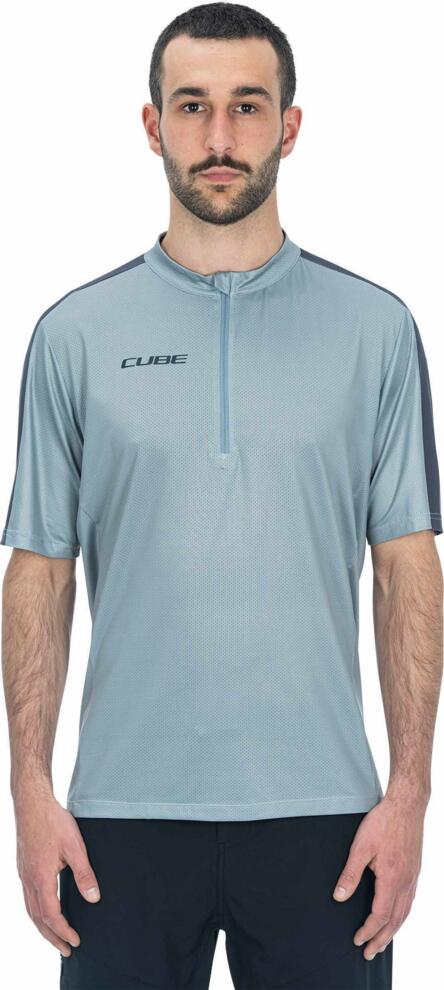 Camiseta de manga corta con media cremallera CUBE ATX gris