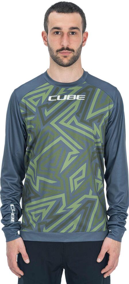 CUBE Atx Round Neck Jersey Tm L/S Oliv/Grau
