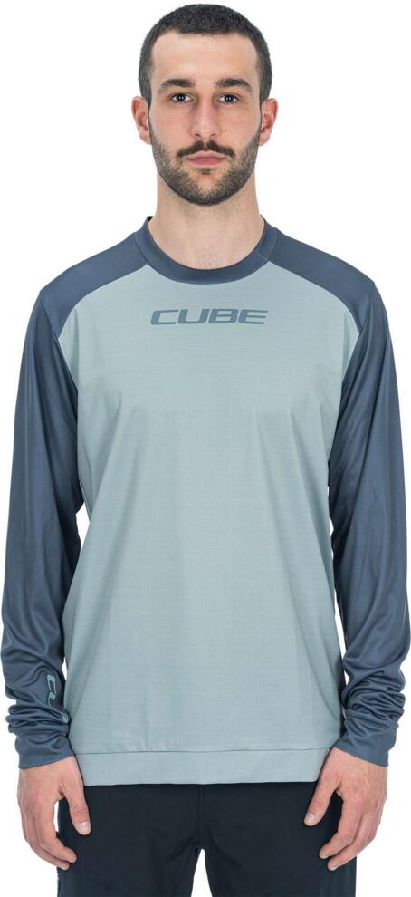 CUBE Atx Rundhalstrikot L/S Grau/Anthrazit