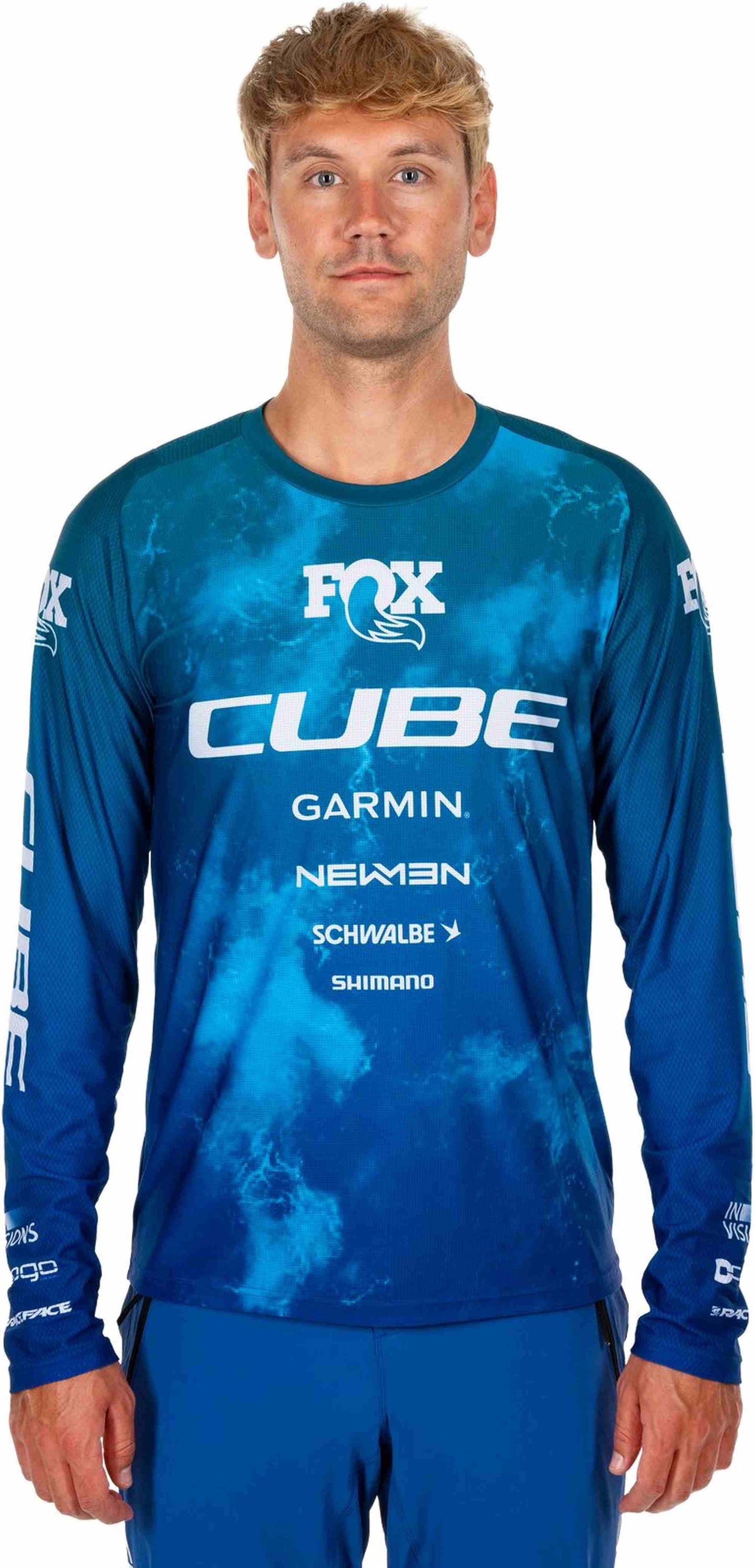 CUBE MTB JERSEY X ACTIONTEAM L/S BLUE/GREEN M