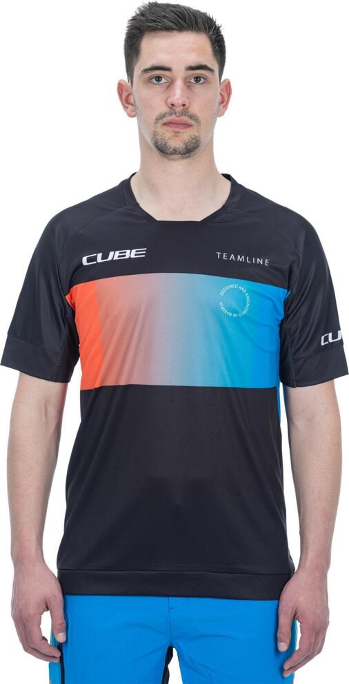 CUBE Teamline Roundneck Trikot S/S Schwarz/Blau/Rot