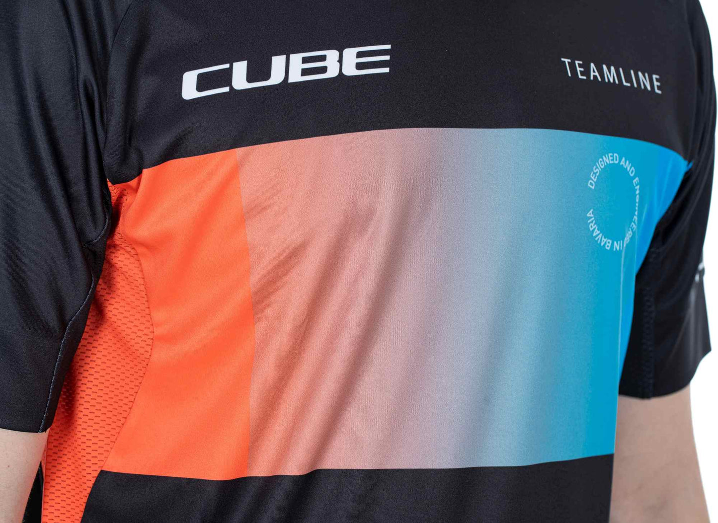 CUBE Teamline Roundneck Trikot S/S Schwarz/Blau/Rot