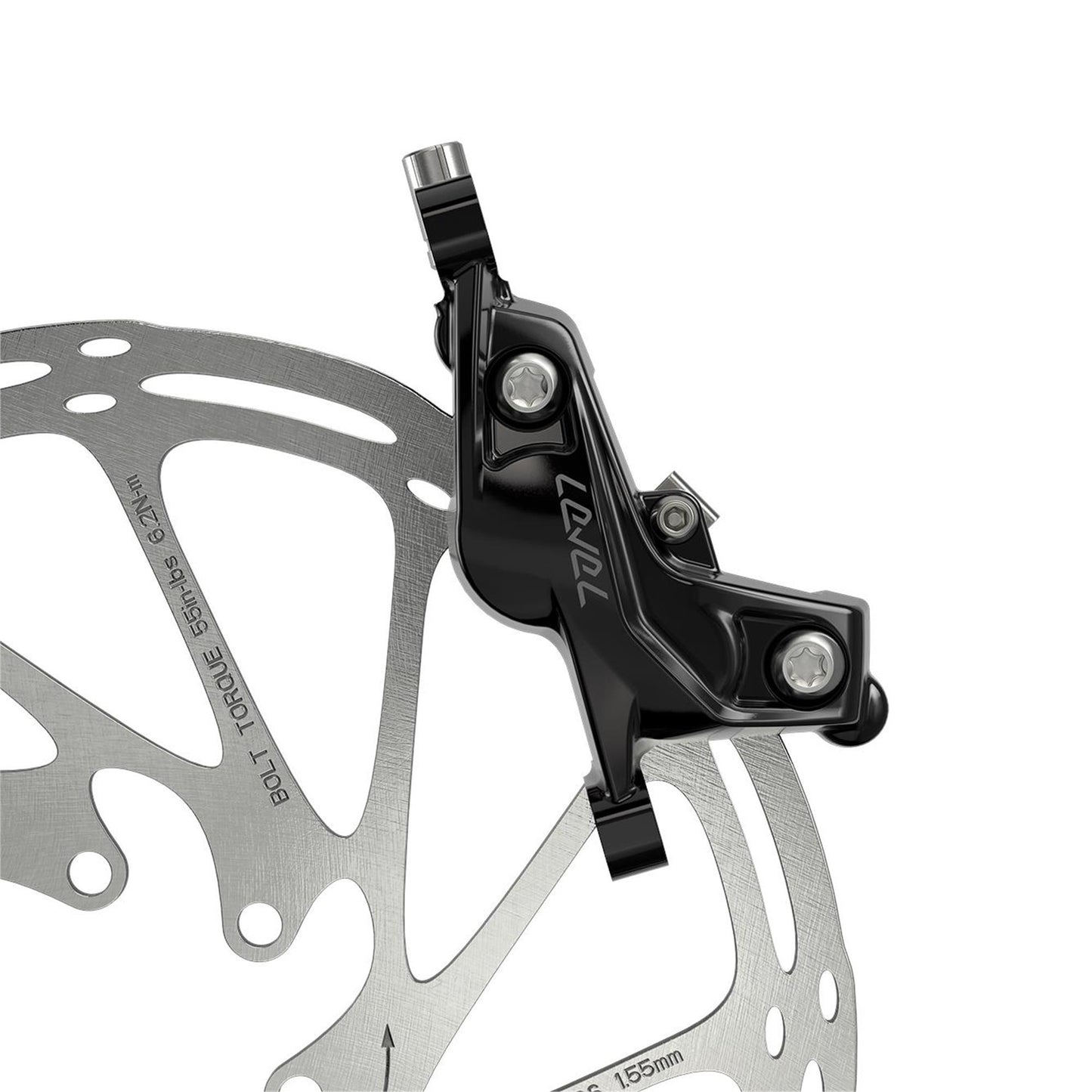 SRAM Disc Brake Level Silver Stealth 4 Piston - Aluminum Lever, Stainless Hardware, Reach Adj, Front Hose (Includes MMX Clamp, Rotor/Bracket Sold Separately) C1